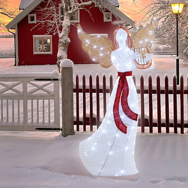 Anjo Natalino com Harpa e 120 LEDs – 1,52 m — imagem 1
